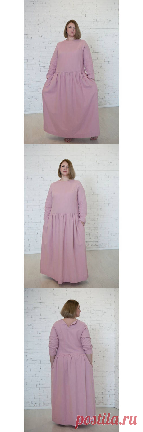 Linen dress with long sleevesWashed fall linen dress Maxi