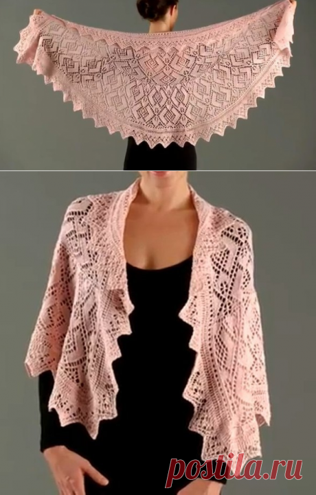 Ажурная шаль спицами — Сделай сам, идеи для творчества - DIY Ideas
