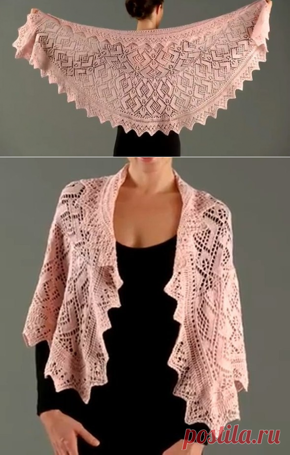 Ажурная шаль спицами — Сделай сам, идеи для творчества - DIY Ideas