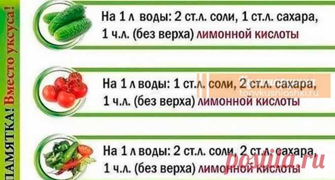 Универсальная таблица маринадов Нашла в интернете такие интересные таблички. Буду тестировать в этом году. Может быть пригодится и Вам…
