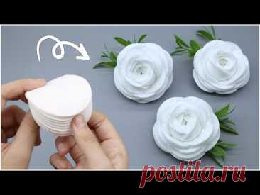 🌹 Make a Cotton Pad Rose in 5 Minutes! Easy and Simple
