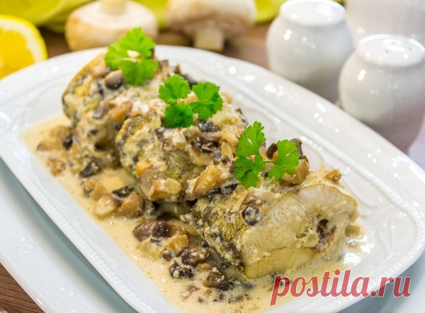 Рыба, запеченная со сливками и грибами. Невероятно вкусное блюдо! | вкусный блог | Яндекс Дзен