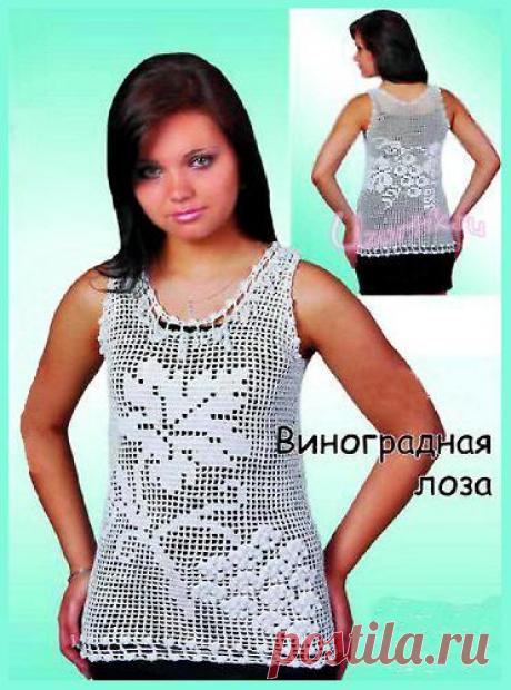 Летняя майка в филейной технике крючком. Женские модели филейным узором |