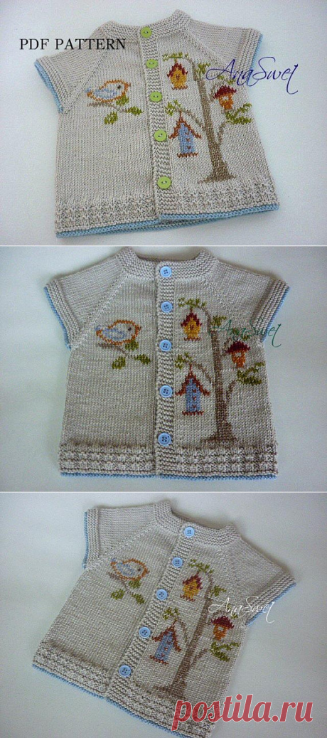 Knitting pattern baby vest .Unisex baby vest.P041