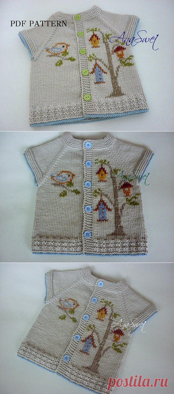 Knitting pattern baby vest .Unisex baby vest.P041