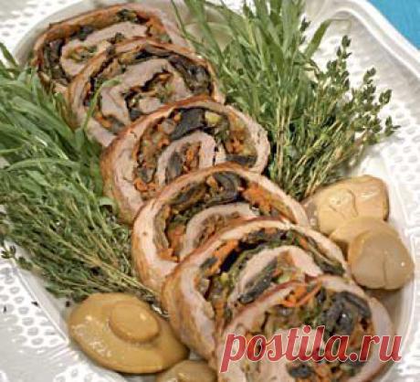 Рецепт мясного рулета с грибами