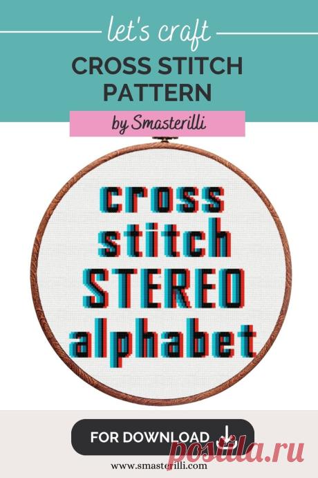 3D stereo alphabet cross stitch pattern PDF by Smasterilli. Noise effect letters like videogame font. Digital cross stitch pattern for instant download.  Letters and numbers Patterns for Cross Stitch, Glitch Effect Stitching.