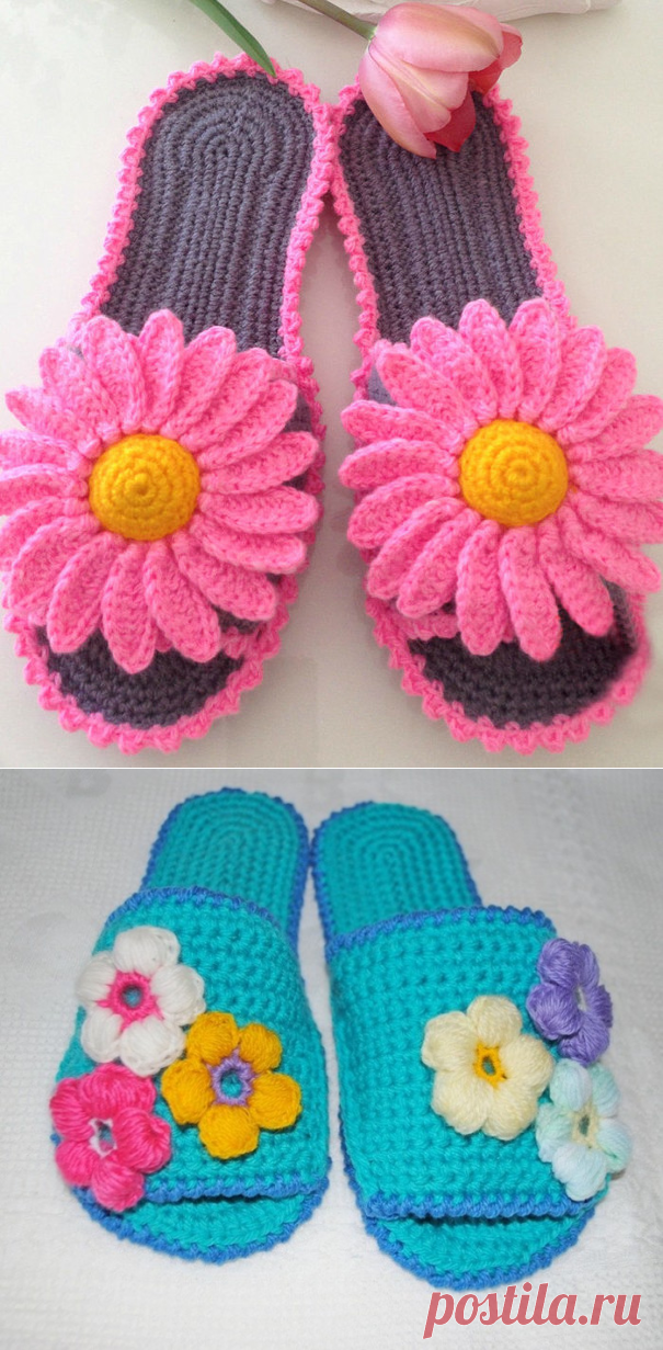 Красивые вязаные тапочки за один день
