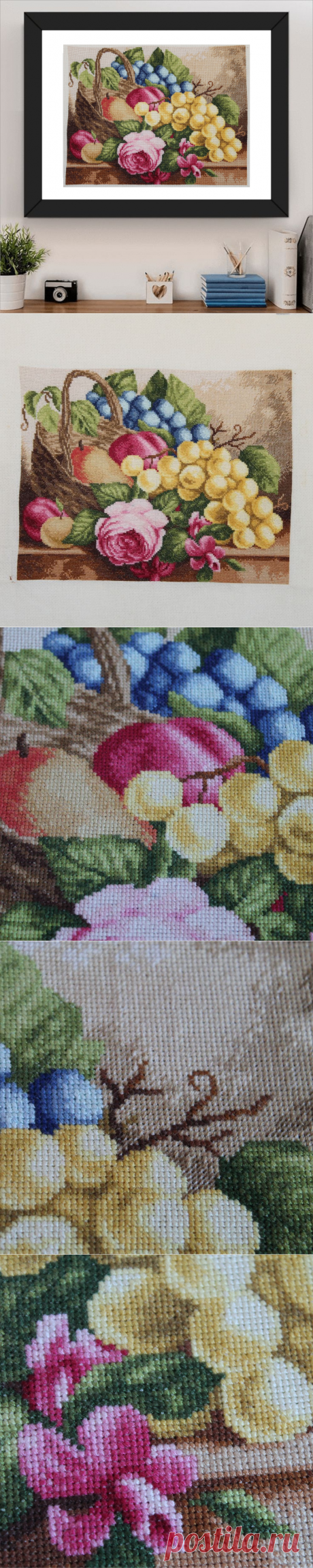 Fruit Wall Art, Finished Cross Stitch Still Life Embroidery - Inspire Uplift
