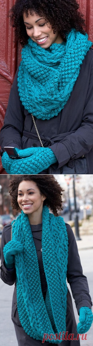 Снуд и варежки спицами