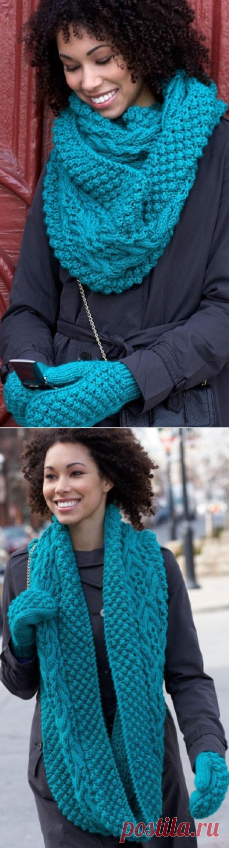 Снуд и варежки спицами