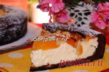 Шоколадная бисквитная ватрушка с абрикосами — Готовим дома