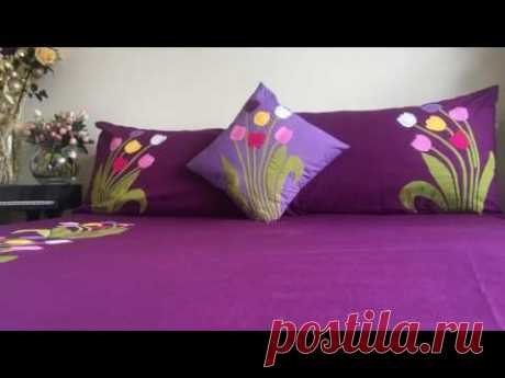 Applique (Aplic) Work Design: Hand Made Bed Sheet and Pillow Covers