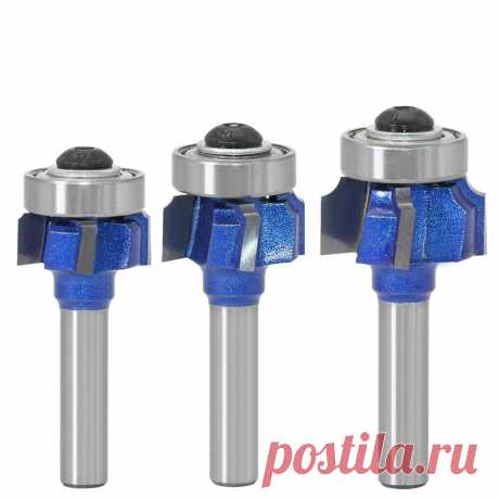 Drillpro 8mm Shank Woodworking Milling Cutter R1mm R2mm R3mm Trimming Knife Edge - US$7.55