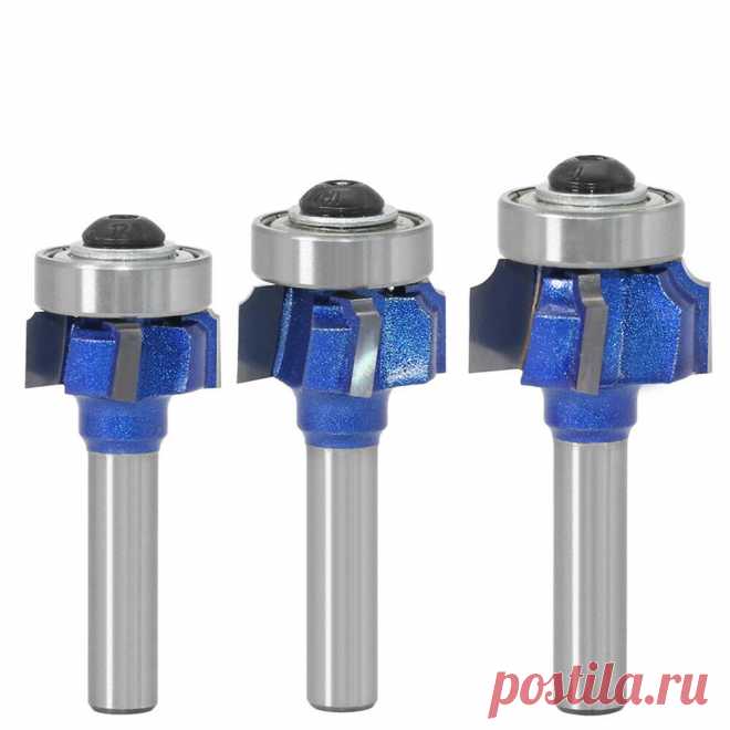 Drillpro 8mm Shank Woodworking Milling Cutter R1mm R2mm R3mm Trimming Knife Edge - US$7.55