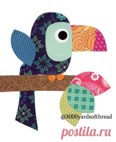 Parrot birds and birdhouses in a tree Nursery от 3000yardsofthread
