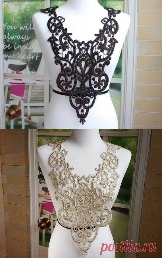 Big Lace Applique Dark Brown Venise Lace for by MakingPlus