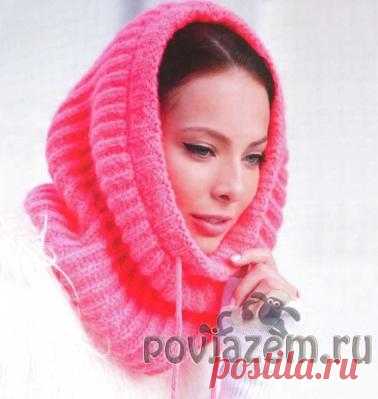 Коралловый снуд спицами