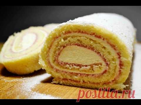БИСКВИТНЫЙ РУЛЕТ с Сырным Кремом и Смородиновым Джемом | БИСКВИТ для рулета | Biscuit