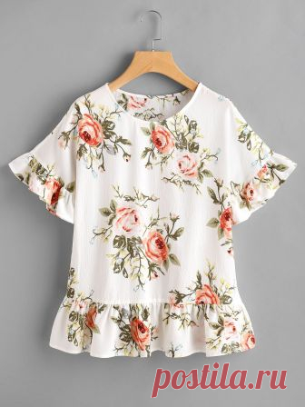 Shop Flower Print Frill Trim Top online. SheIn offers Flower Print Frill Trim Top & more to fit your fashionable needs.