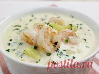 Сырный суп с креветками.