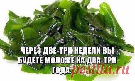 Через две-три недели вы будете моложе на два-три года. 
А еще через две-три недели - на четыре-шесть лет!
Очень простой и доступный рецепт.
Покупаем в аптеке сушеные водоросли - ламинарию