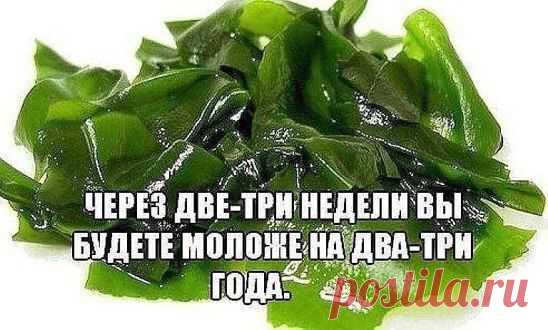 Через две-три недели вы будете моложе на два-три года. 
А еще через две-три недели - на четыре-шесть лет!
Очень простой и доступный рецепт.
Покупаем в аптеке сушеные водоросли - ламинарию