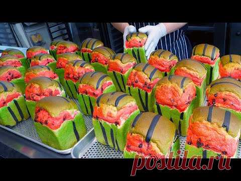Красочно и мило! Удивительный кубик арбузного хлеба