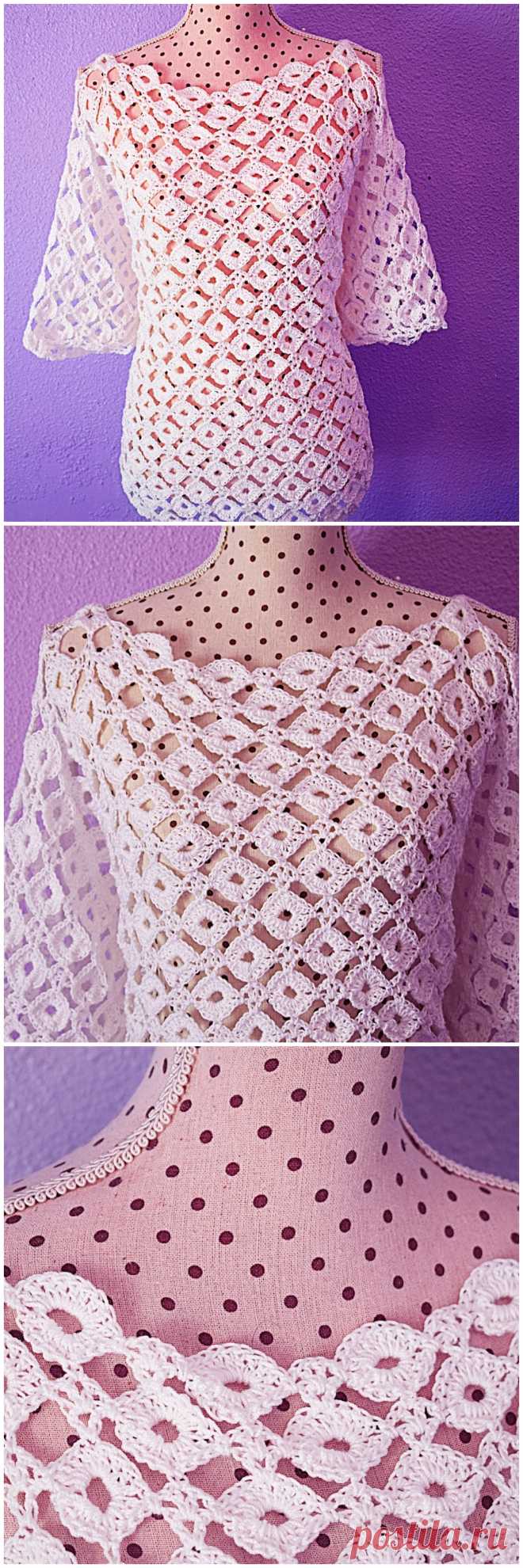 Crochet Fashionable Long sleeve Blouse - Crochet Ideas