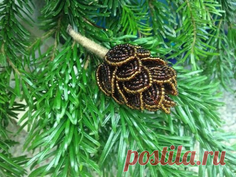 МК: ЕЛОЧНАЯ ШИШКА из БИСЕРА. Tutorial: Beaded fir cones. ЕЛОЧНЫЕ ИГРУШКИ ИЗ БИСЕРА