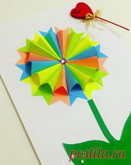 Поделки из бумаги для детей. объемная аппликация из цветной бумаги. подробный мастер класс см. на фо — Поделки с детьми