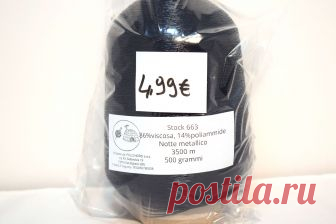 Stock 663 86%viscosa, 14%poliammide Notte 500 grammi Rocca 500gr.Stock 663 86%viscosa, 14%poliammide Notte metallico 3500 m