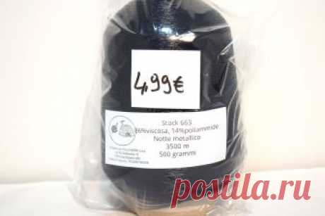 Stock 663 86%viscosa, 14%poliammide Notte 500 grammi Rocca 500gr.Stock 663 86%viscosa, 14%poliammide Notte metallico 3500 m