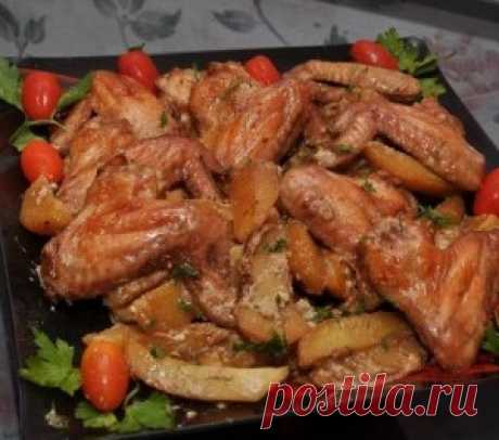 Крылышки с картошкой в маринаде Сочные, вкусные крылышки без особых хлопот - МирТесен