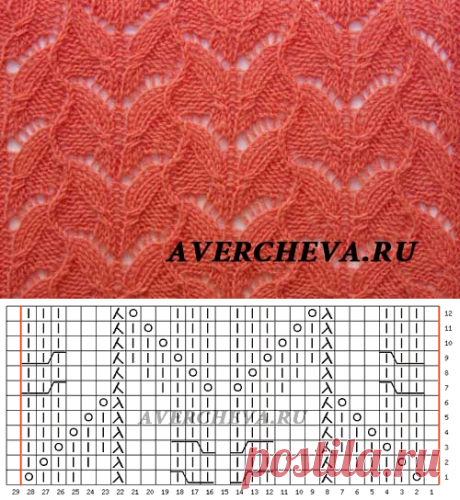 Узор 834 |  каталог вязаных спицами узоров