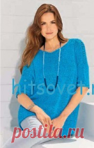 Свободный пуловер спицами