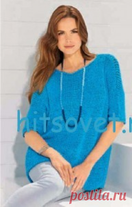Свободный пуловер спицами