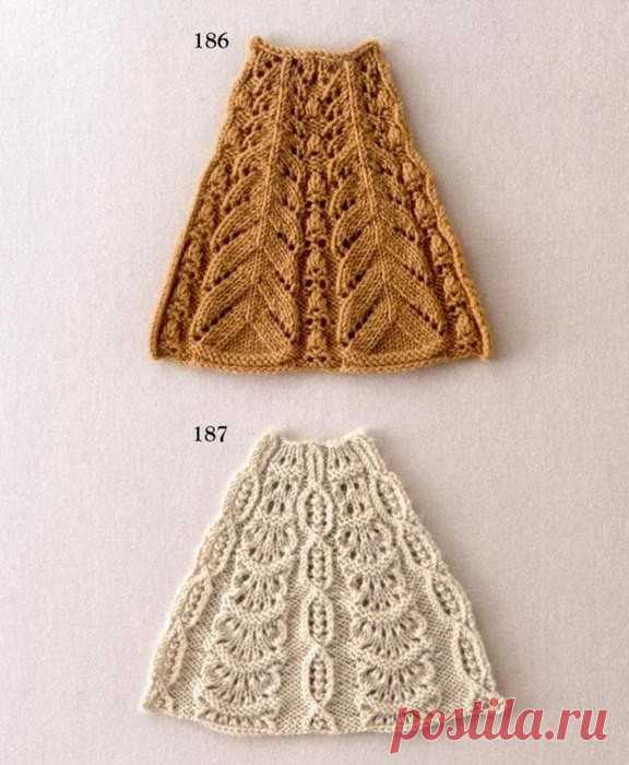 Схемы для юбок, кокеток, пончо спицами