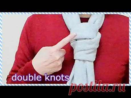 ♥ストールのシングルとダブルノットのネクタイ巻き！ tying a long scarf single &amp; double knots necktie