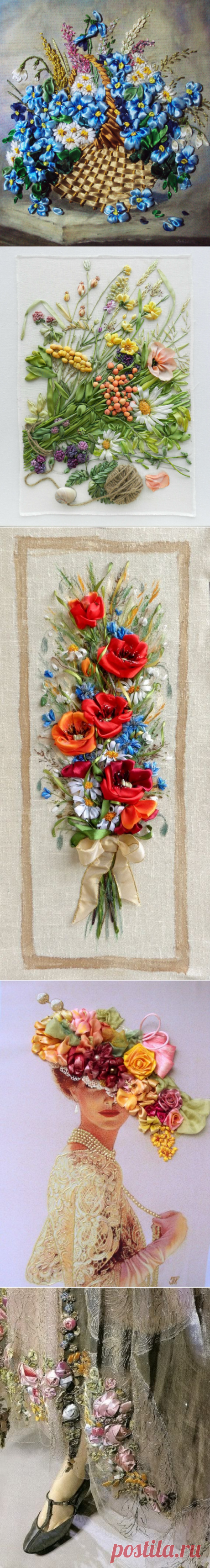 Вышивка атласными лентами для начинающих — Мастер-классы на BurdaStyle.ru