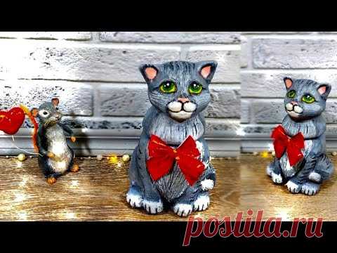Как сделать КОТА из СТЕКЛЯННОЙ БАНКИ своими руками. Поделки из СОЛЕНОГО ТЕСТА. JAR crafts. CAT. DIY.