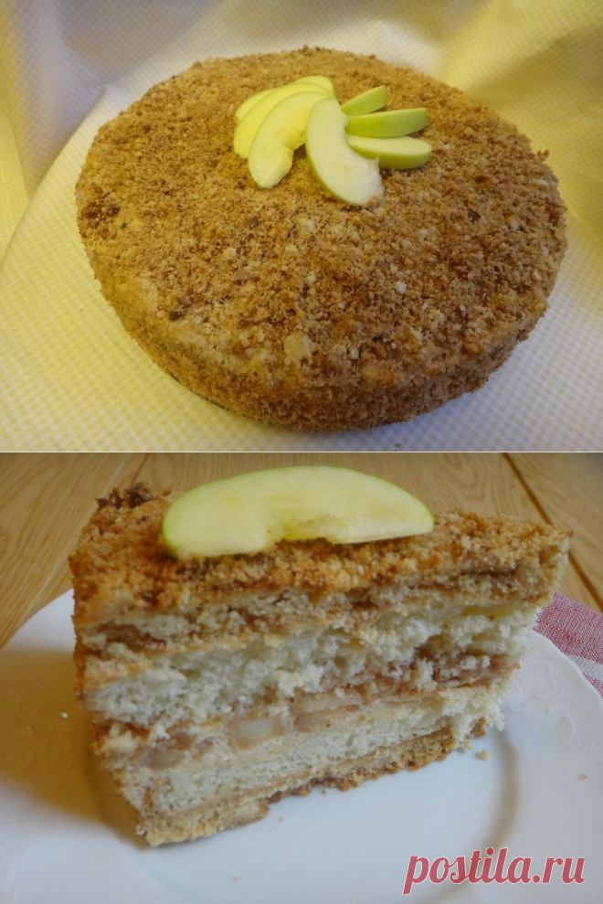 Яблочный торт с карамельным баварским муссом и корицей - Елена