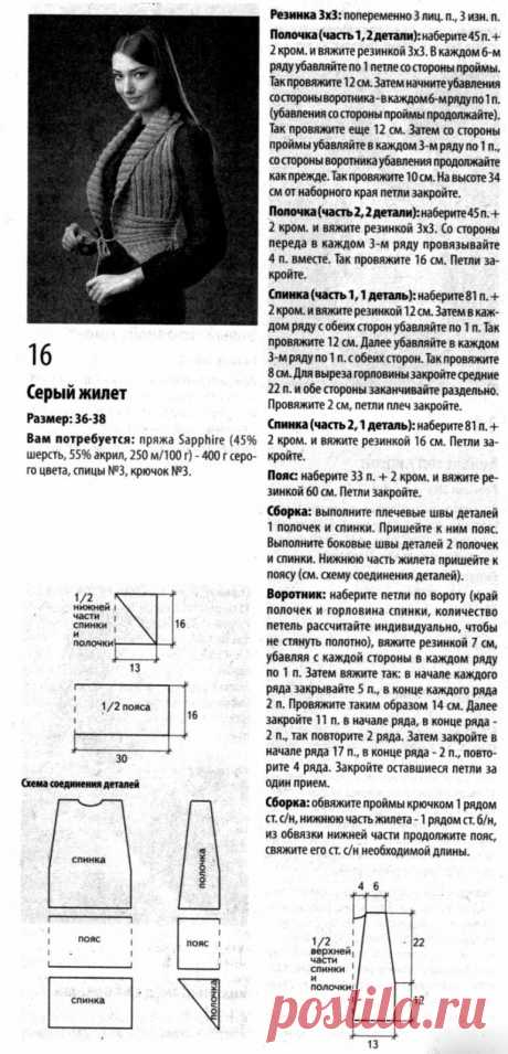 Жилет спицами