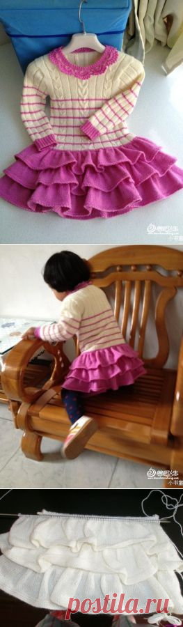 зимнее (!) платье для девочки, спицы