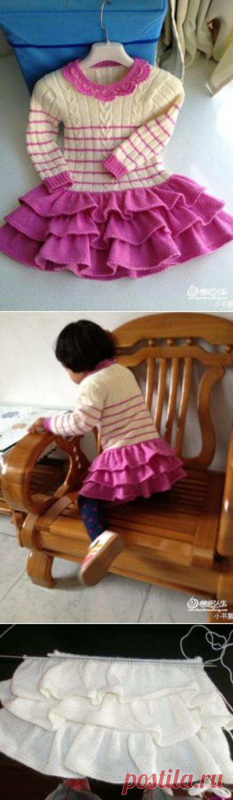 зимнее (!) платье для девочки, спицы