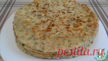 Лепешки с колбасой и сыром Кулинарный рецепт