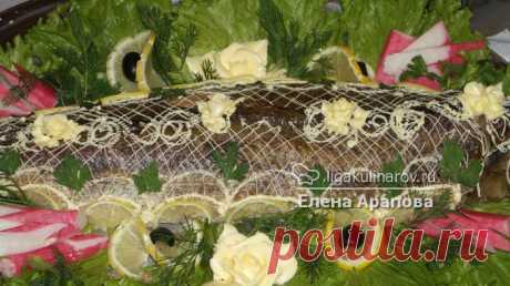 Рыба запеченная на подушке из квашеной капусты "Северянка", пошаговый рецепт от Лиги Кулинаров.