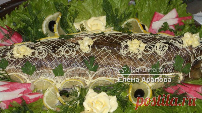 Рыба запеченная на подушке из квашеной капусты "Северянка", пошаговый рецепт от Лиги Кулинаров.