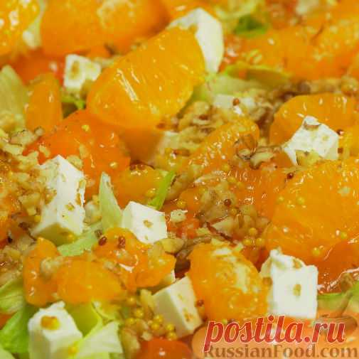 Рецепт: Оранжевый салат с мандаринами и хурмой на RussianFood.com