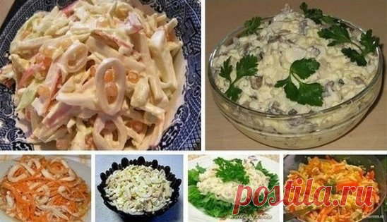 6 простых и вкусных салатов с кальмарами.